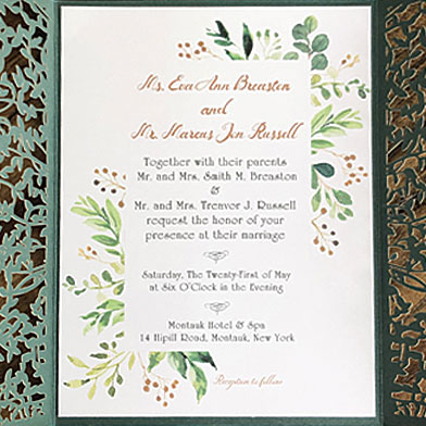 Elegant Floral Laser Cut Wedding Invitation Suite 
